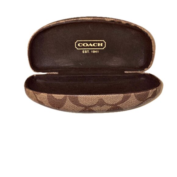 Coach Hinged Hardshell Sunglasses Eyeglasses Case Brown & Tan Logo - Picture 2 of 4